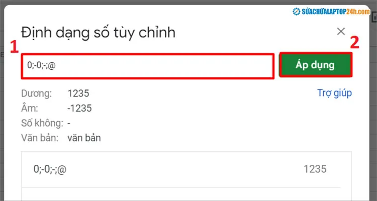 Nhập mã định dạng số tùy chỉnh 0;-0;-;@ để đổi số 0 thành dấu gạch trong Excel