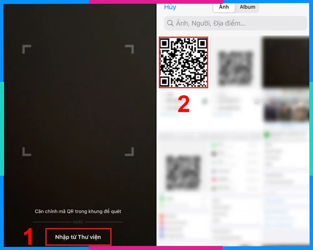 Nhập mã QR từ thư viện để kết bạn trên Facebook