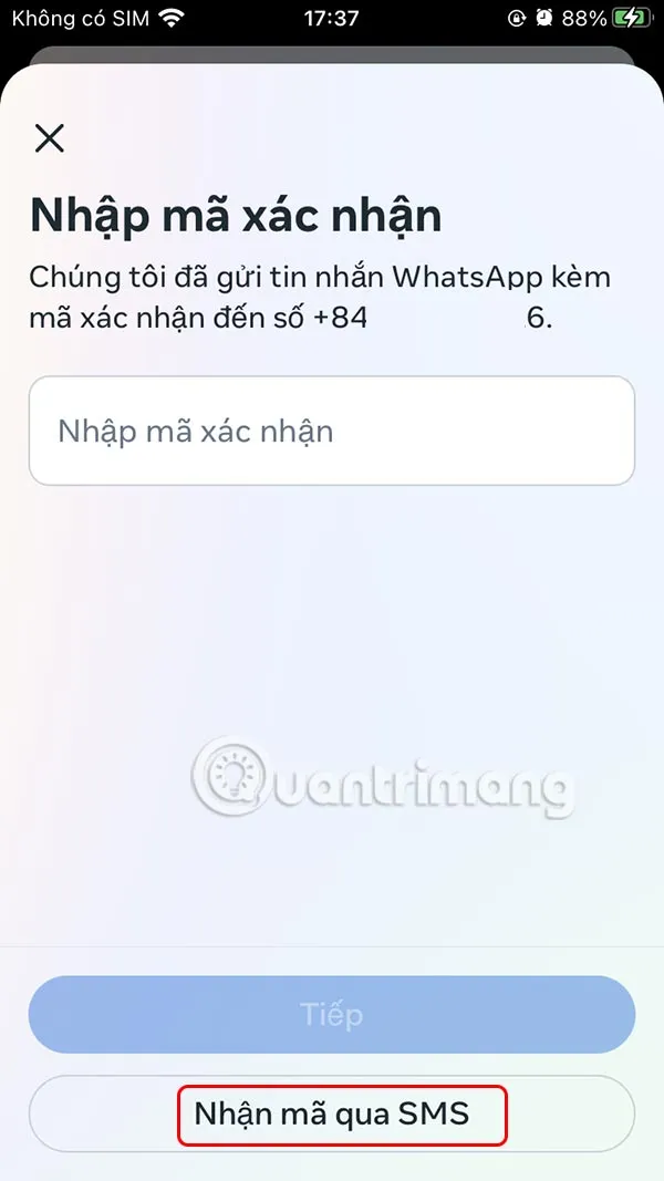Nhập mã xác nhận