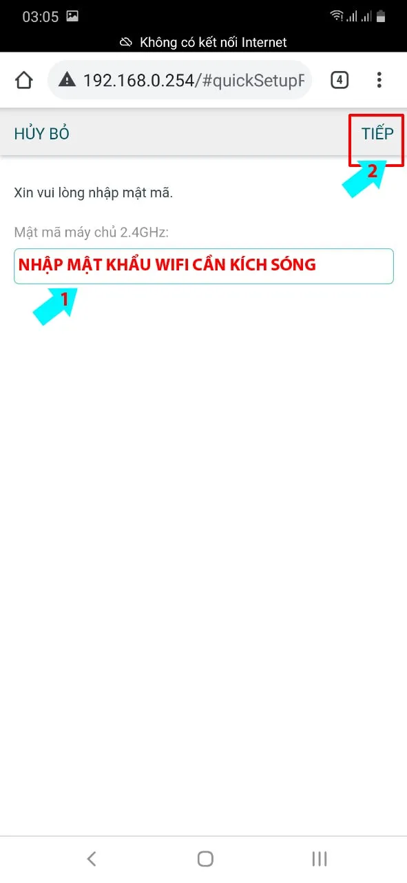 Nhập mật mã máy chủ 2.5GHz của Wi-Fi gốc để hoàn tất cách cài đặt TP-Link WA850RE