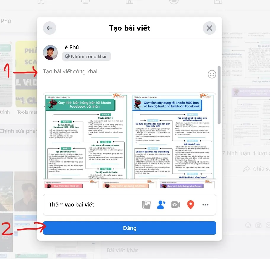 Nhập nội dung bài đăng và bấm Đăng