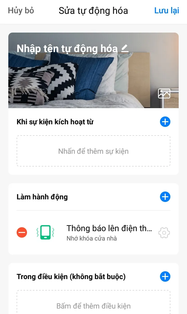 Nhập nội dung thông báo BroadLink cần nhắc nhở
