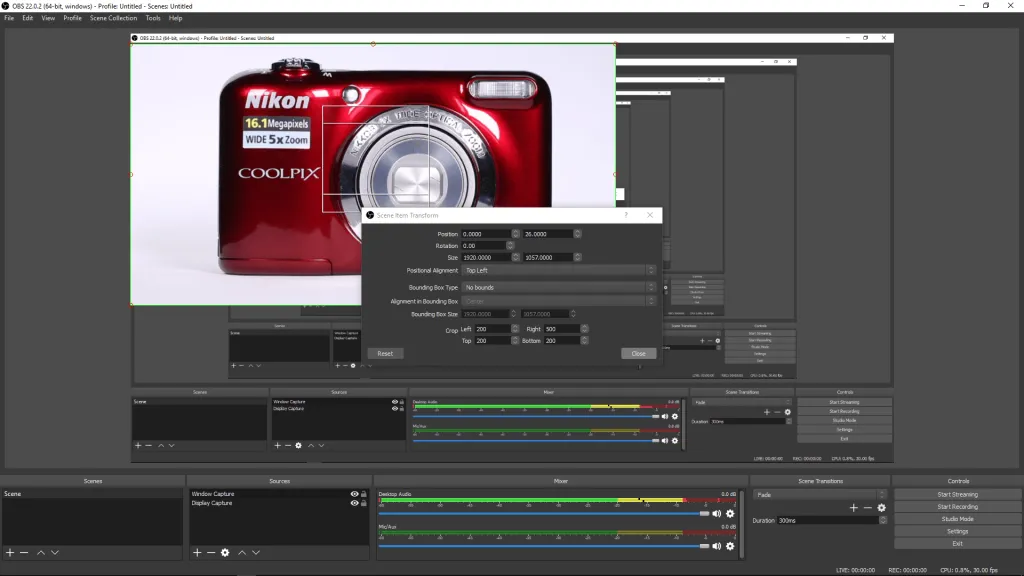 Nhập thông số crop để chỉ giữ lại hình ảnh live view