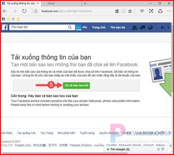 Nhấp vào dòng chữ để tiếp tục chọn mục tải về bản lưu trữ