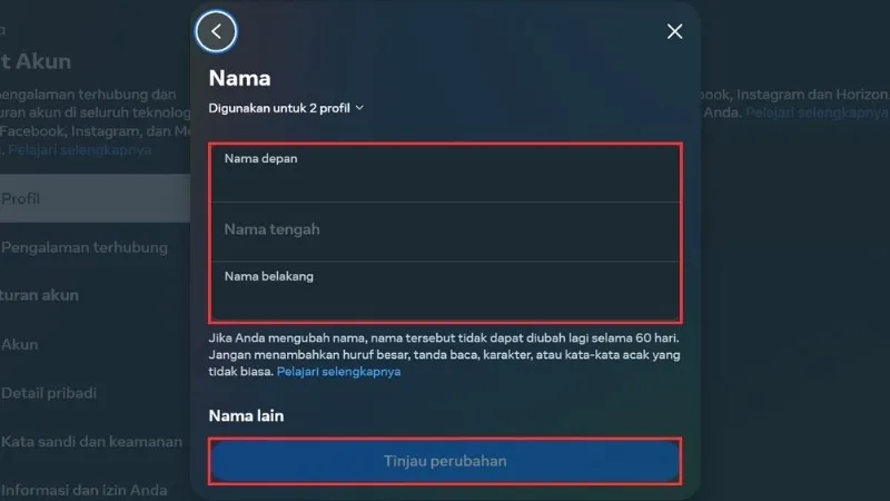 Nhấp vào Tinjau Perubahan