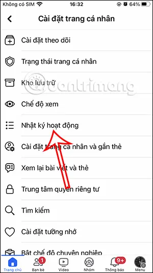 Nhật ký hoạt động Facebook