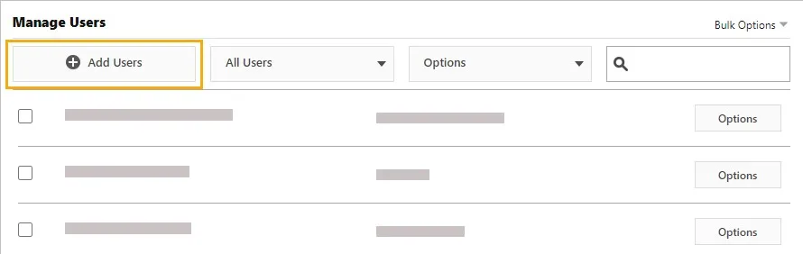 Nút Add Users trong phần Manage Users để thêm người dùng vào gói cấp phép Minitab