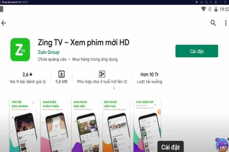 Nút cài đặt ứng dụng Zing TV, bước cần thiết trước khi học cách tải video trên Zing TV