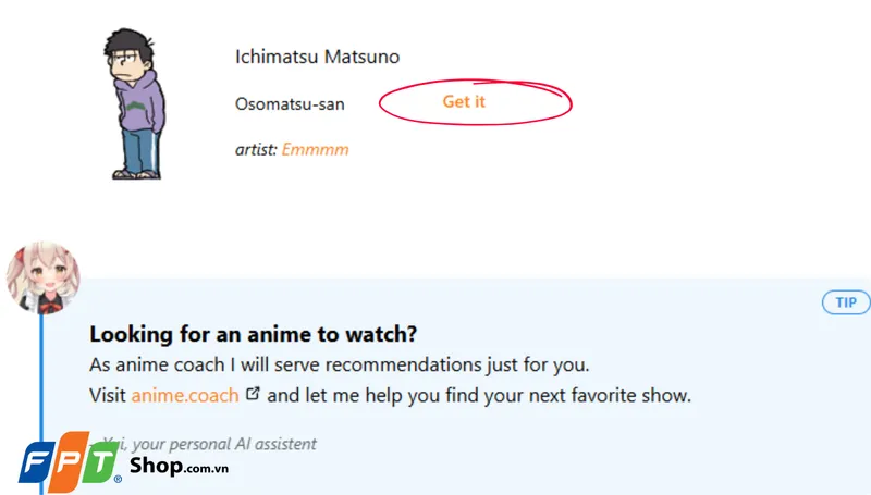 Nút Get it để tải nhân vật Shimeji