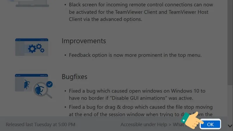 OK để tiếp tục quá trình cài đặt