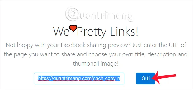 Paste link URL bài share Facebook