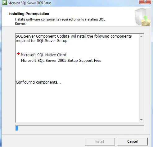 Quá trình cài đặt các thành phần trước khi cài SQL Server 2005