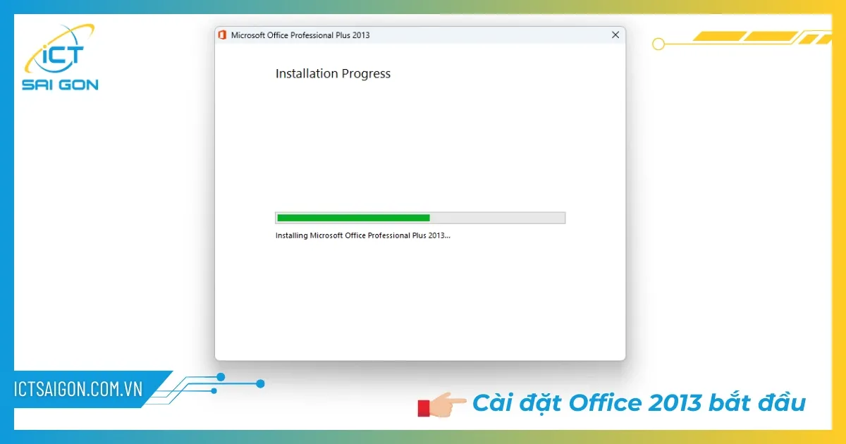 Quá trình cài đặt Office 2013 đang diễn ra