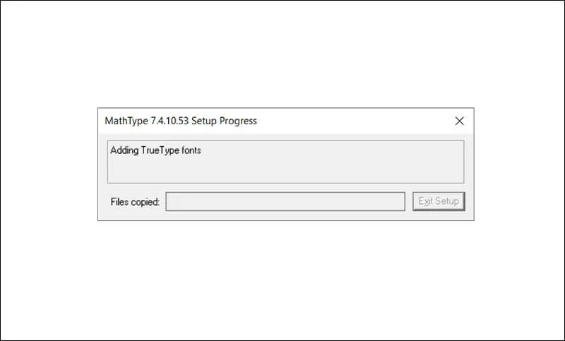 Quá trình copy file cài đặt MathType đang diễn ra