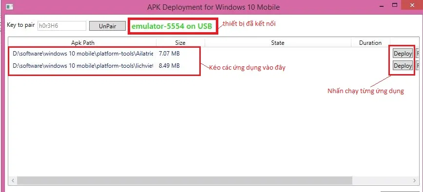 Quá trình Triển khai (Deploy) file .APK lên điện thoại Lumia
