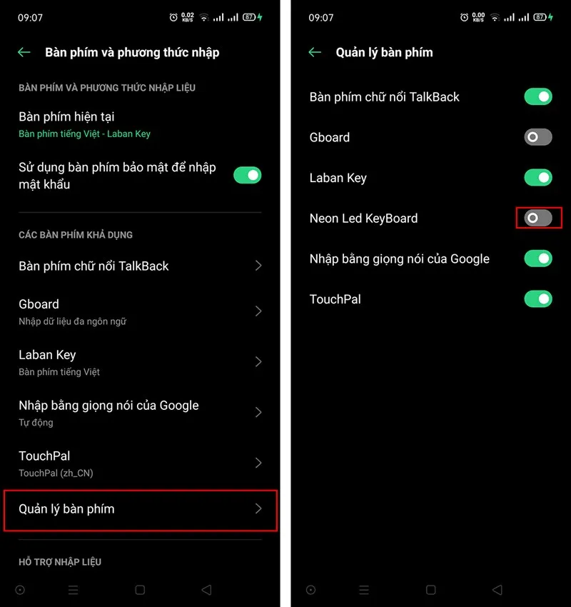 Quản lý và kích hoạt các loại bàn phím đã cài đặt trên điện thoại Android