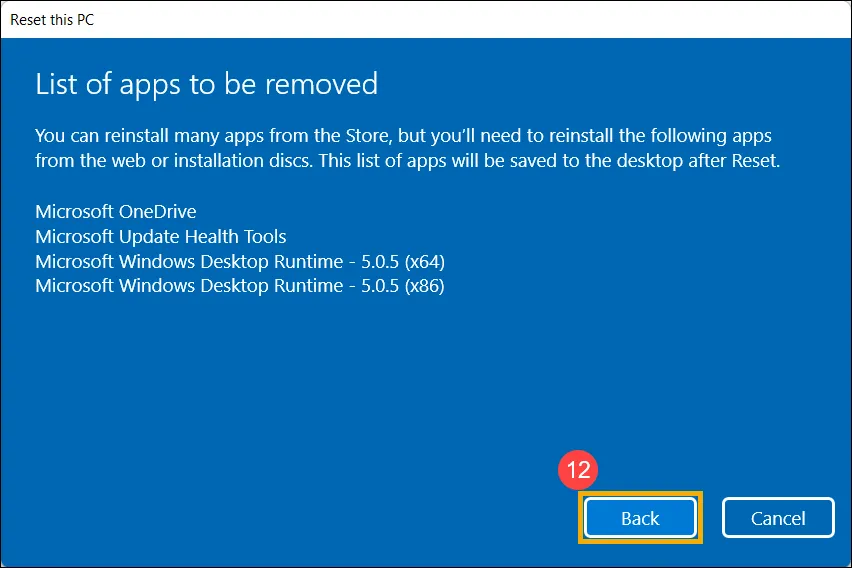 Quay lại sau khi kiểm tra các ứng dụng không thể cài đặt lại từ Microsoft Store