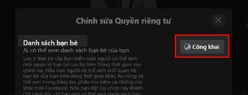 Quyền riêng tư danh sách bạn bè Facebook, lựa chọn mức độ hiển thị