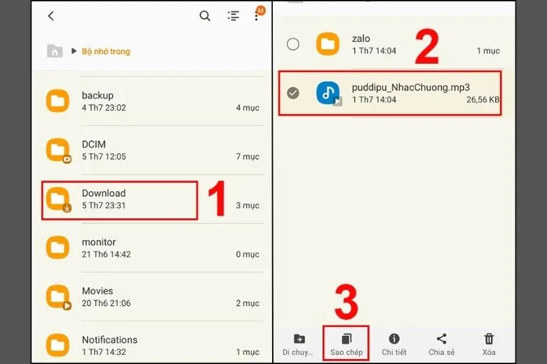 Sao chép bài hát đã tải về
