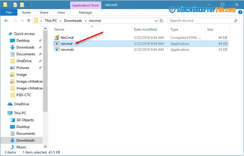 Sao chép tệp nircmd.exe để thực hiện cách cài đặt màn hình khóa máy tính win 7 tự động