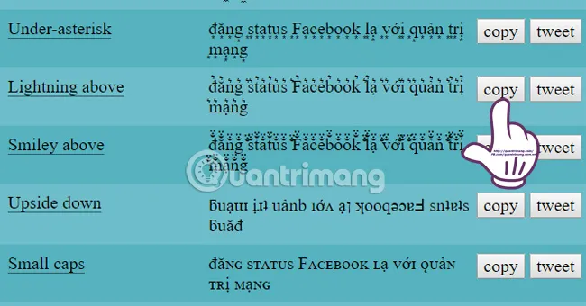 Sao chép và dán kiểu chữ độc lạ cho status Facebook