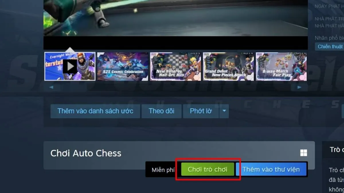 Sau khi tìm thấy Auto Chess, nhấn vào nút "Play Game" hoặc "Install" để tải và cài đặt game về máy, hoàn tất quá trình cài đặt Auto Chess