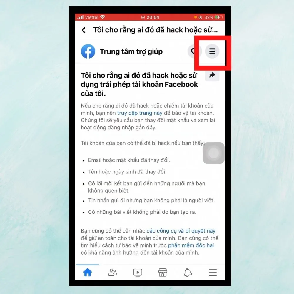 Sau khi vào Menu, chọn Chính sách và báo cáo để tiến hành gửi báo cáo về vấn đề khóa tài khoản