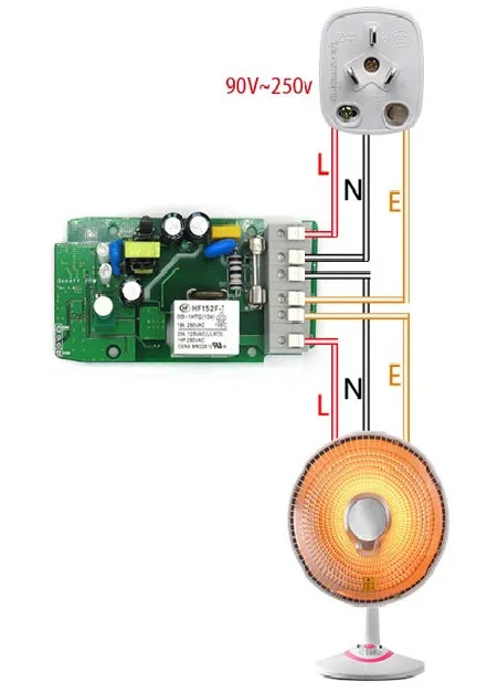 Sơ đồ đấu nối dây cho công tắc Sonoff Pow R2 có tính năng đo năng lượng