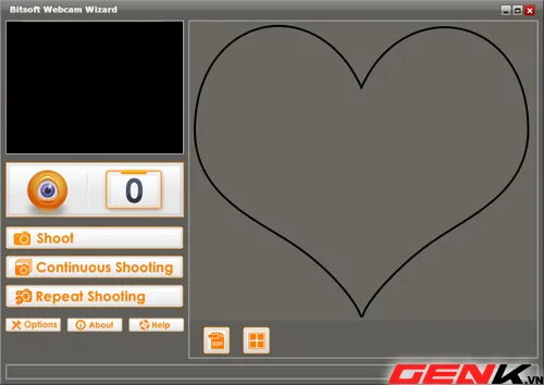 Sử dụng bút lông vẽ hình trái tim lên màn hình máy tính làm khung tham chiếu