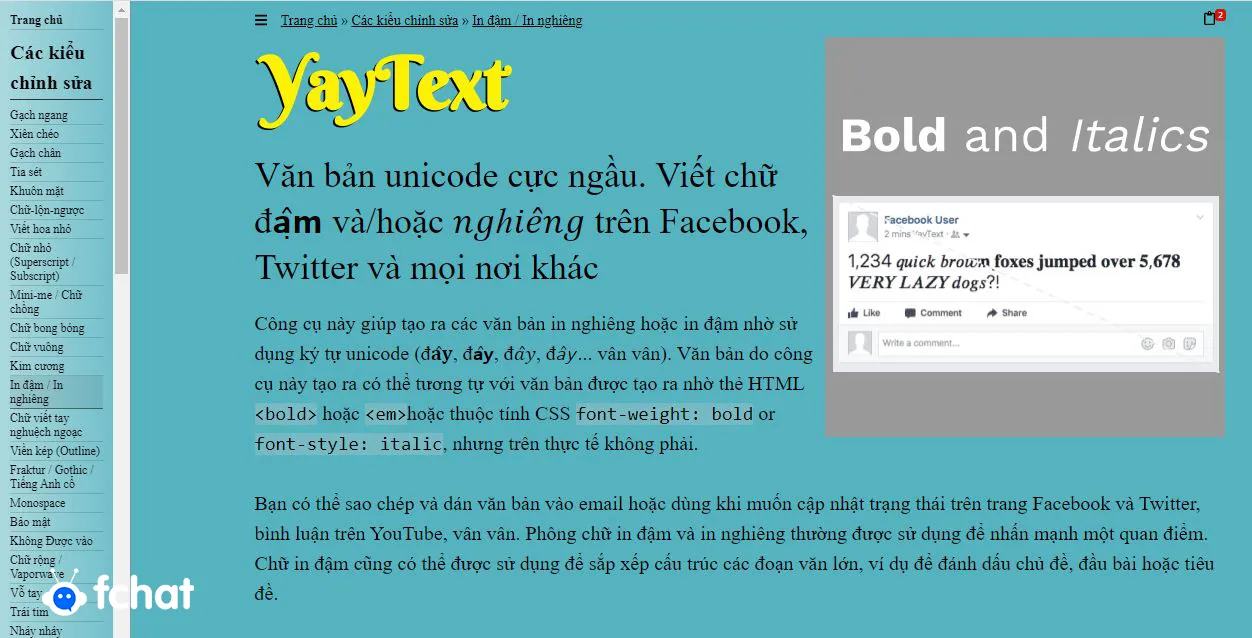 Sử dụng chữ đậm Sans-Serif trên Facebook để có sự rõ ràng và chuyên nghiệp