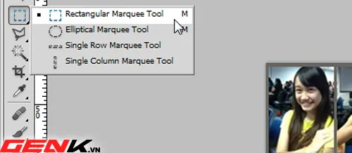 Sử dụng công cụ Rectangular Marquee Tool để tạo vùng chọn