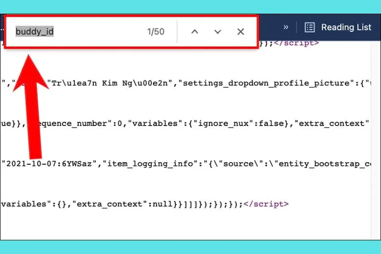 Sử dụng tổ hợp phím Ctrl + F (Command + F) để mở thanh tìm kiếm trong mã nguồn