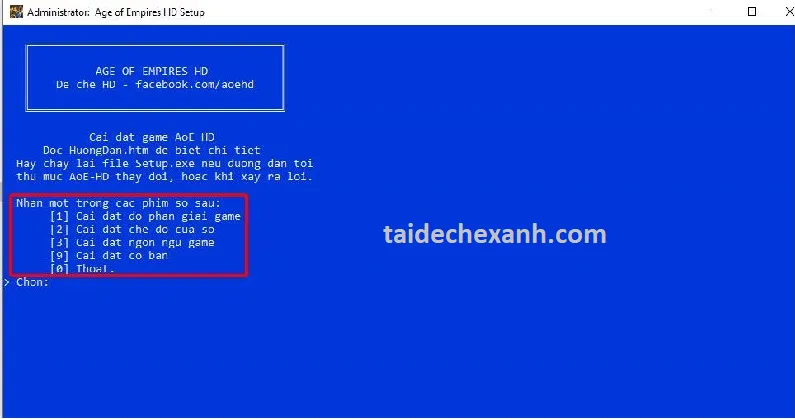 Tại chọn, bạn nhập số “9” và nhấn Enter
