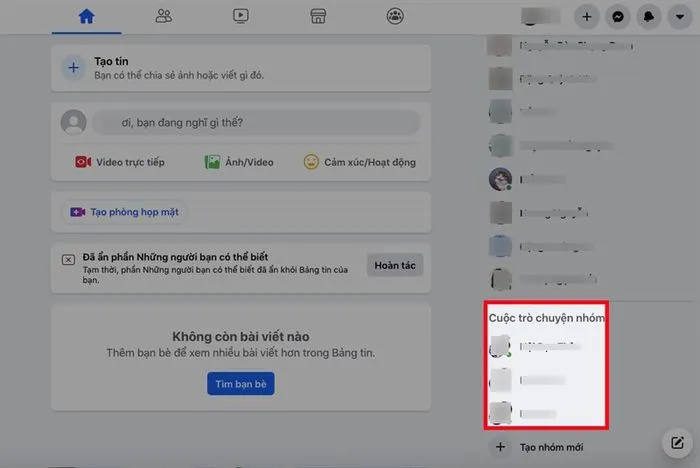 Tại danh sách Cuộc trò chuyện nhóm, bạn sẽ thấy những nhóm trên Messenger có bạn bè đang online và tham gia