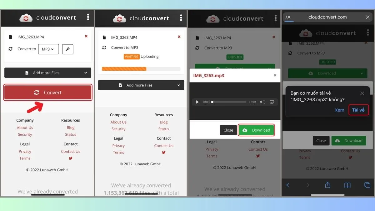 Tải file MP3 đã chuyển đổi về mục Tệp để thiết lập nhạc chuông iPhone