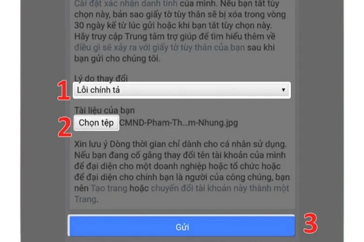 Tải lên giấy tờ tùy thân và Gửi yêu cầu