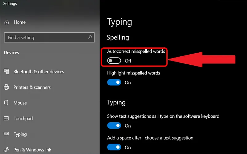 Tại ô mục Autocorrect misspelled words, bạn hãy click chuột vào ô để tắt tính năng