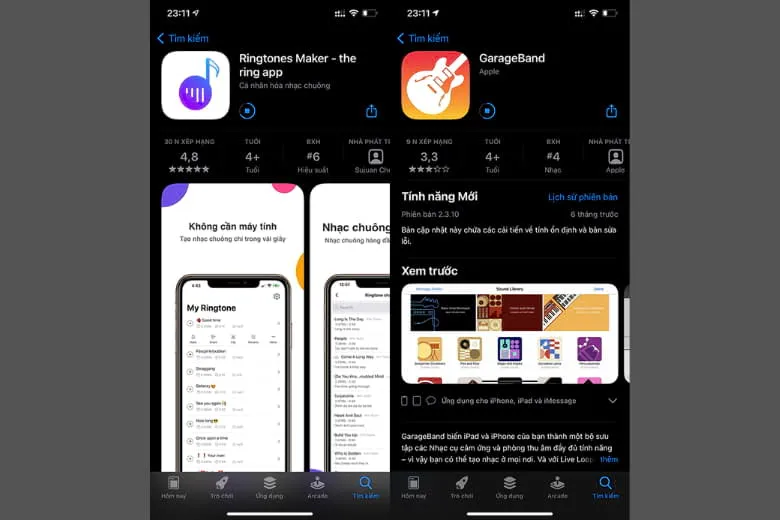 Tải ứng dụng Ringtones Maker và GarageBand