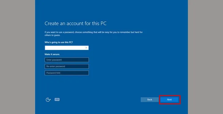 Tạo tài khoản người dùng và thiết lập bảo mật sau khi cài windows 10 cho laptop