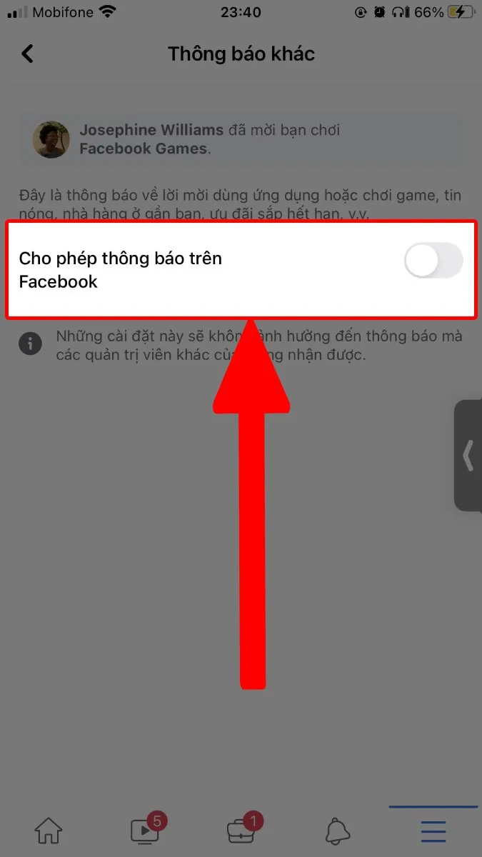 Tắt thông báo để cải thiện trải nghiệm chơi game facebook trên điện thoại