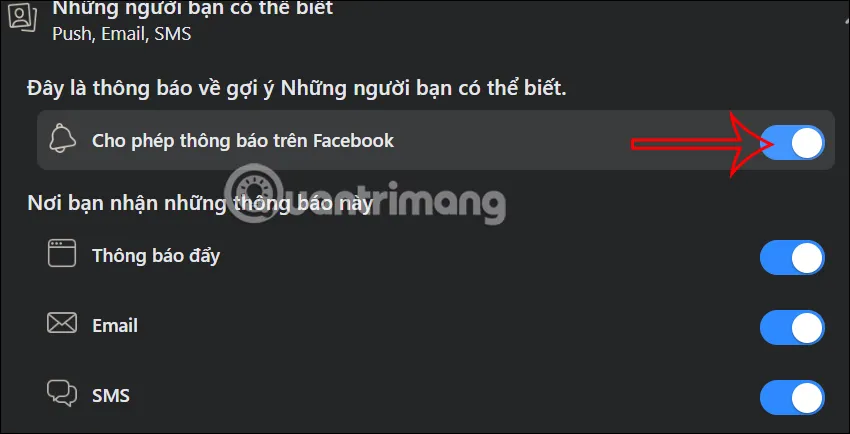 Tắt tùy chọn Cho phép thông báo trên giao diện máy tính