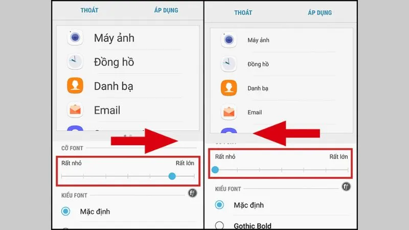Thanh điều chỉnh cỡ font toàn hệ thống Android