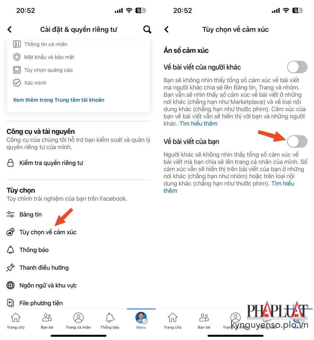 Thao tác ẩn lượt thích trên Facebook bằng iPhone tương tự như trên các thiết bị di động khác