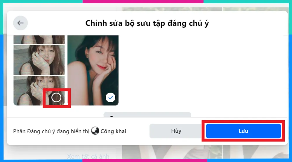 Thao tác bỏ chọn Story Nổi bật trên máy tính, bước 3