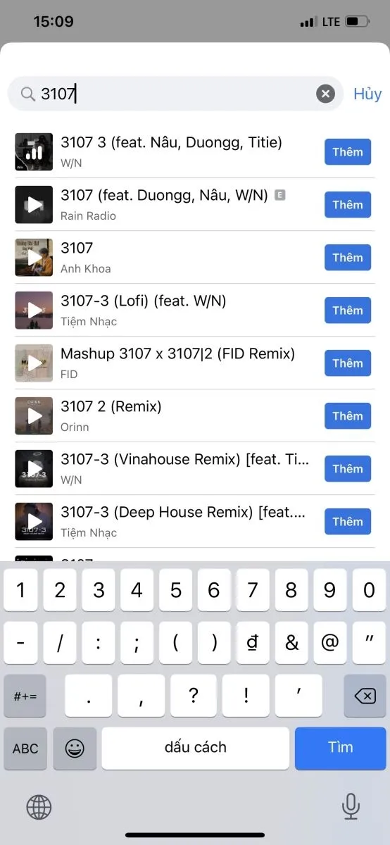 Thao tác tìm kiếm bài hát theo tên hoặc nghệ sĩ trong kho nhạc Facebook
