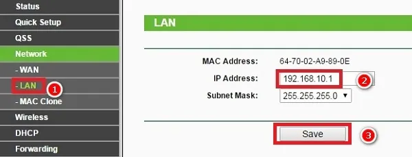 Thay đổi địa chỉ IP nội bộ (LAN IP Address) của router WiFi TP-Link