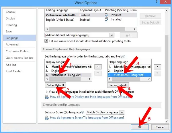 Thay đổi ngôn ngữ giao diện Office