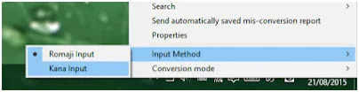 Thay đổi phương thức Input Method sang Kana trong cài font tiếng nhật