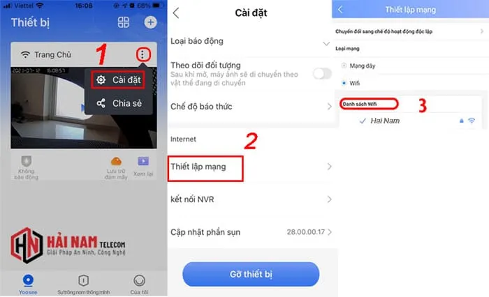 Thay đổi wifi cho camera Yoosee bằng cách thiết lập mạng