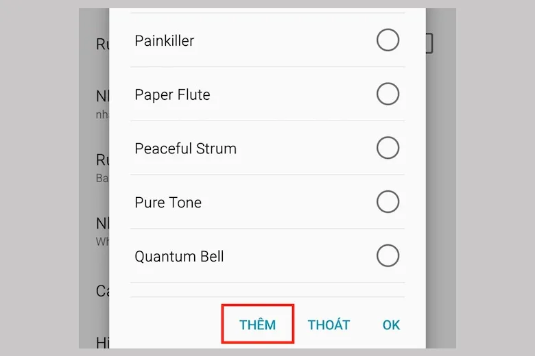 Thêm bài hát cá nhân vào danh sách nhạc chuông